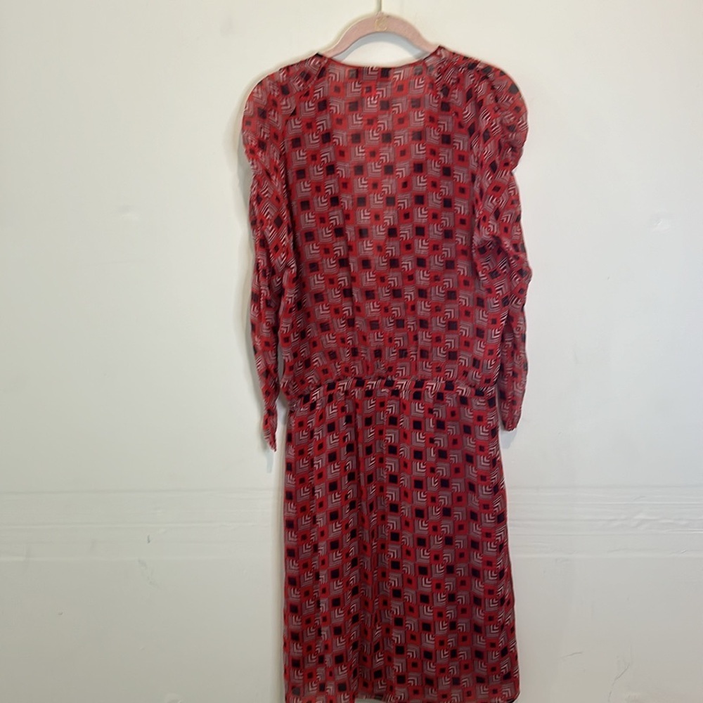 Vintage Missoni red black geometric print sheer long sleeve dress size medium - Picture 6 of 8